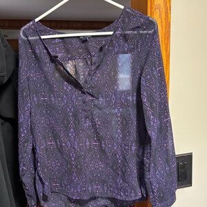 American Eagle Outfitters Purple Geometric Blouse